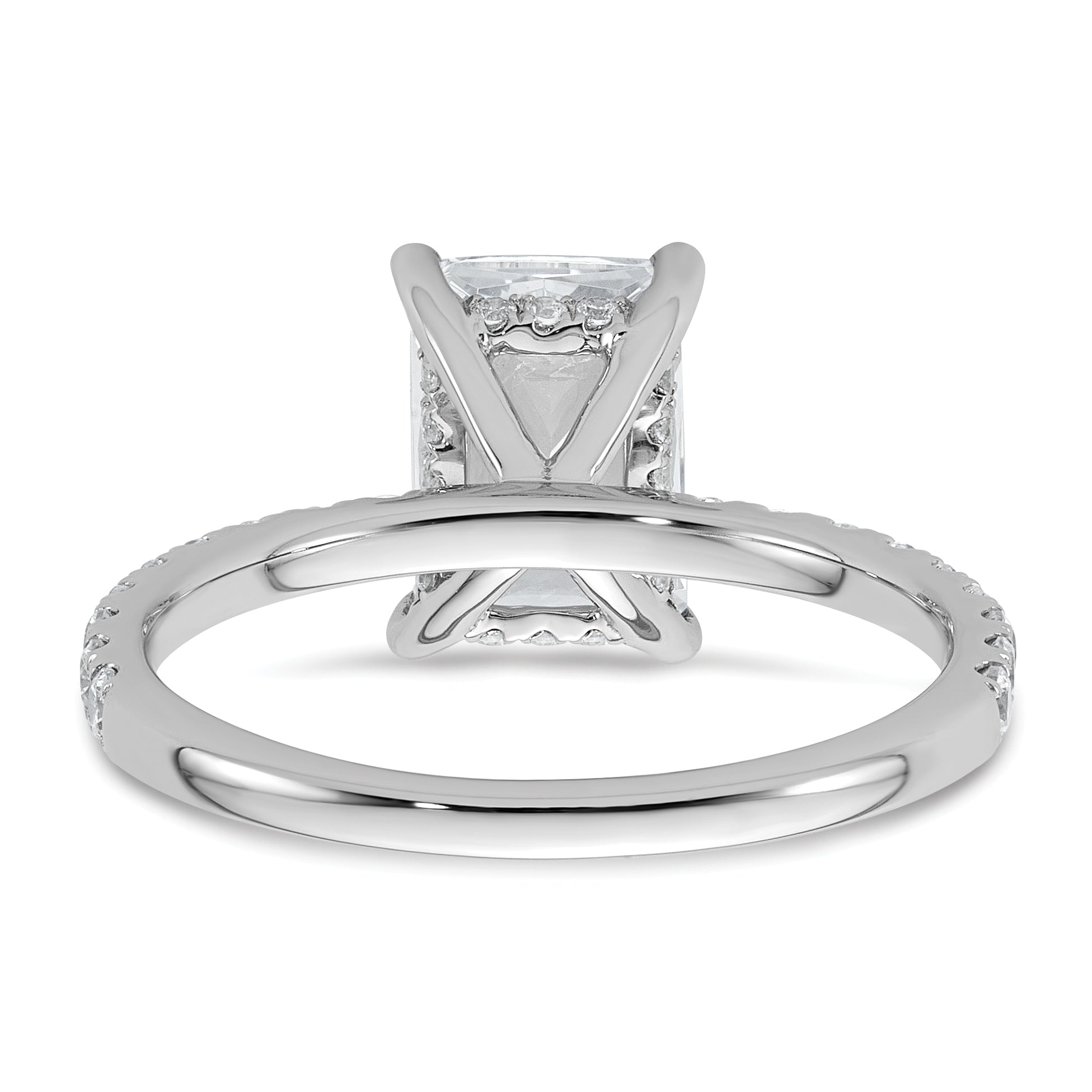14k White Gold 2 3/8 carat Certified Lab Grown Diamond VS/SI+ G+ Radiant Complete Solitaire with Flair Engagement Ring