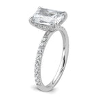 14k White Gold 2 3/8 carat Certified Lab Grown Diamond VS+ F+ Radiant Complete Solitaire with Flair Engagement Ring