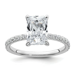 14k White Gold 2 3/8 carat Certified Lab Grown Diamond VS+ F+ Radiant Complete Solitaire with Flair Engagement Ring