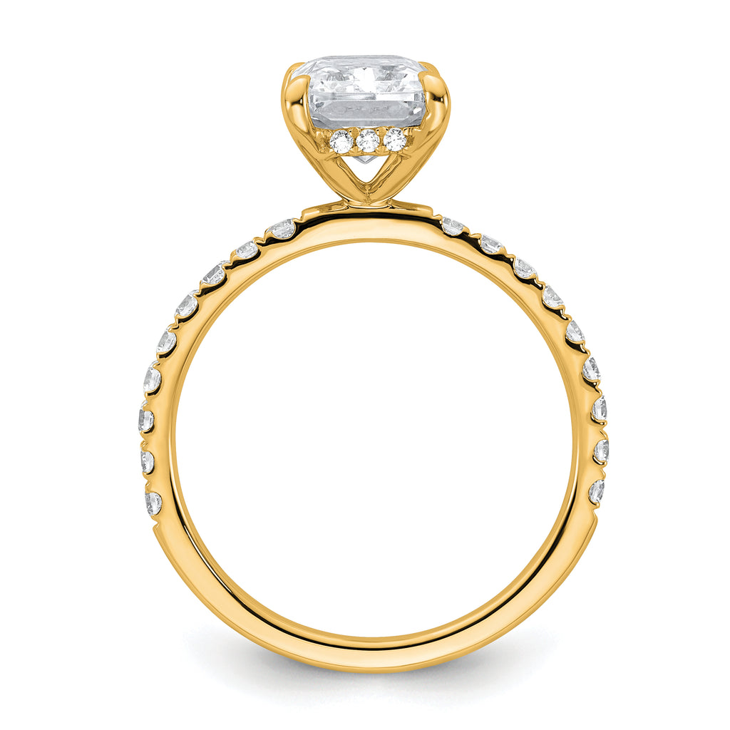 14k 2 3/8 carat Certified Lab Grown Diamond VS+ F+ Radiant Complete Solitaire with Flair Engagement Ring