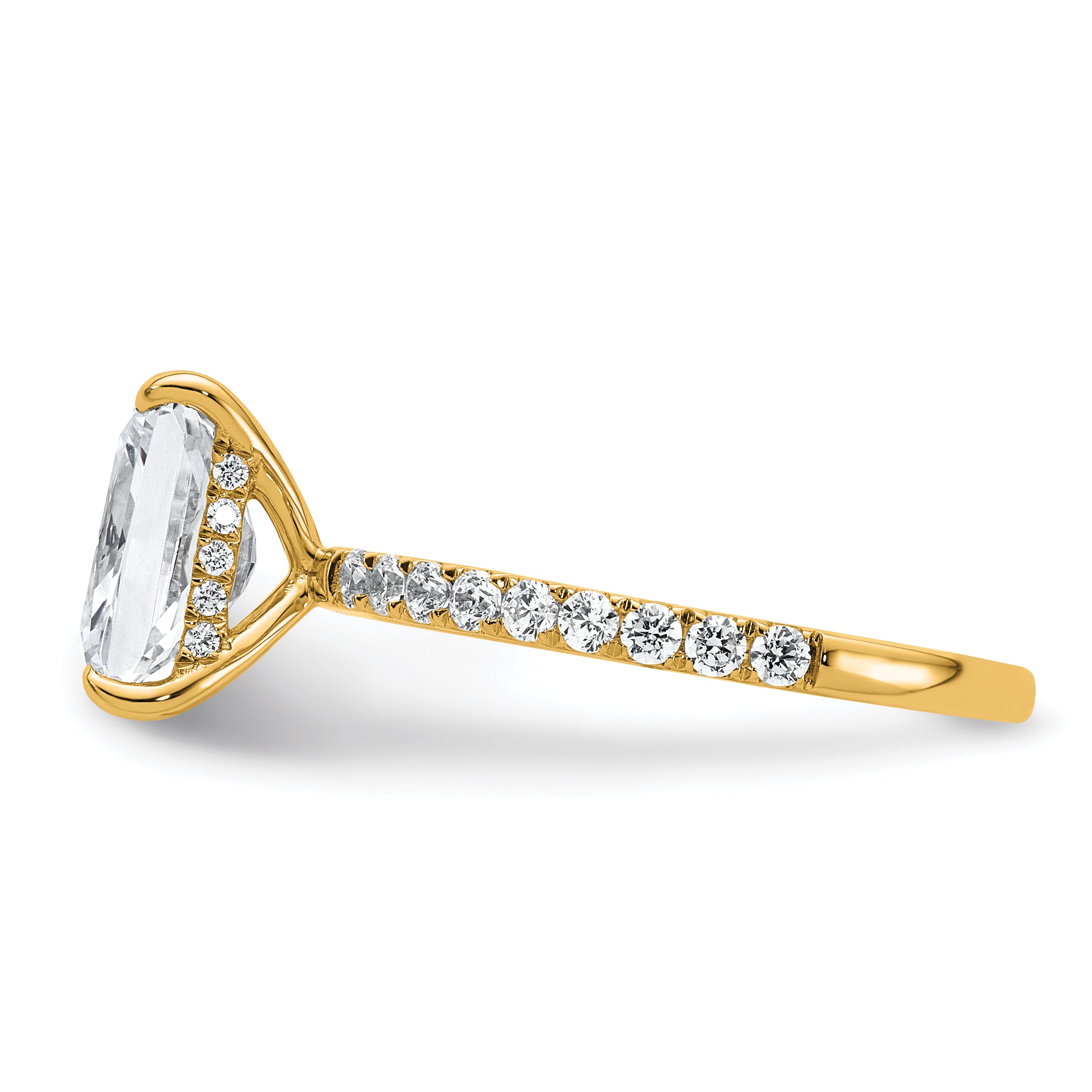 14k 2 3/8 carat Certified Lab Grown Diamond VS/SI+ G+ Radiant Complete Solitaire with Flair Engagement Ring