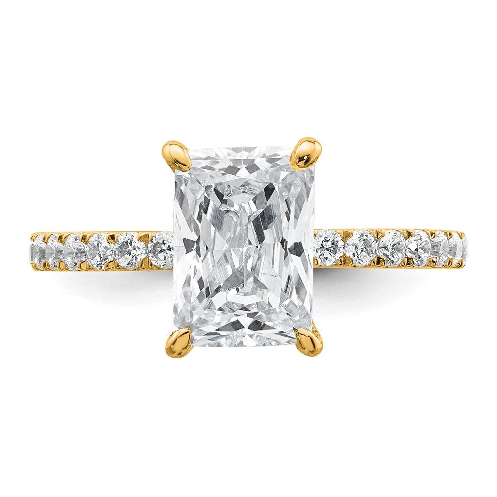 14k 2 3/8 carat Certified Lab Grown Diamond VS+ F+ Radiant Complete Solitaire with Flair Engagement Ring