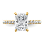 14k 2 3/8 carat Certified Lab Grown Diamond VS+ F+ Radiant Complete Solitaire with Flair Engagement Ring