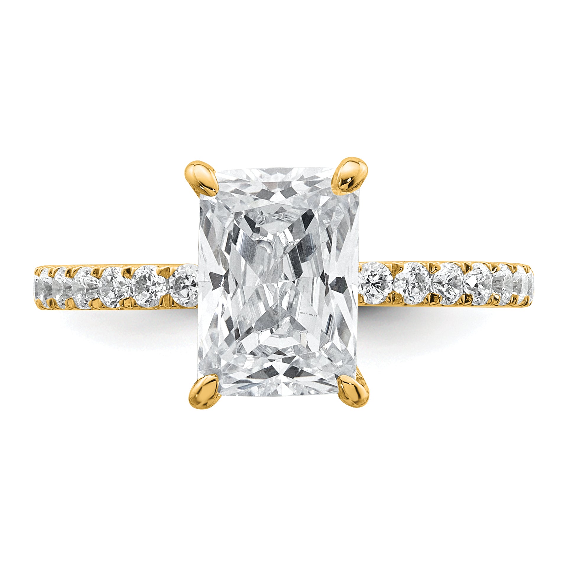 14k 2 3/8 carat Certified Lab Grown Diamond VS+ F+ Radiant Complete Solitaire with Flair Engagement Ring