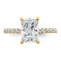 14k 2 3/8 carat Certified Lab Grown Diamond VS/SI+ G+ Radiant Complete Solitaire with Flair Engagement Ring