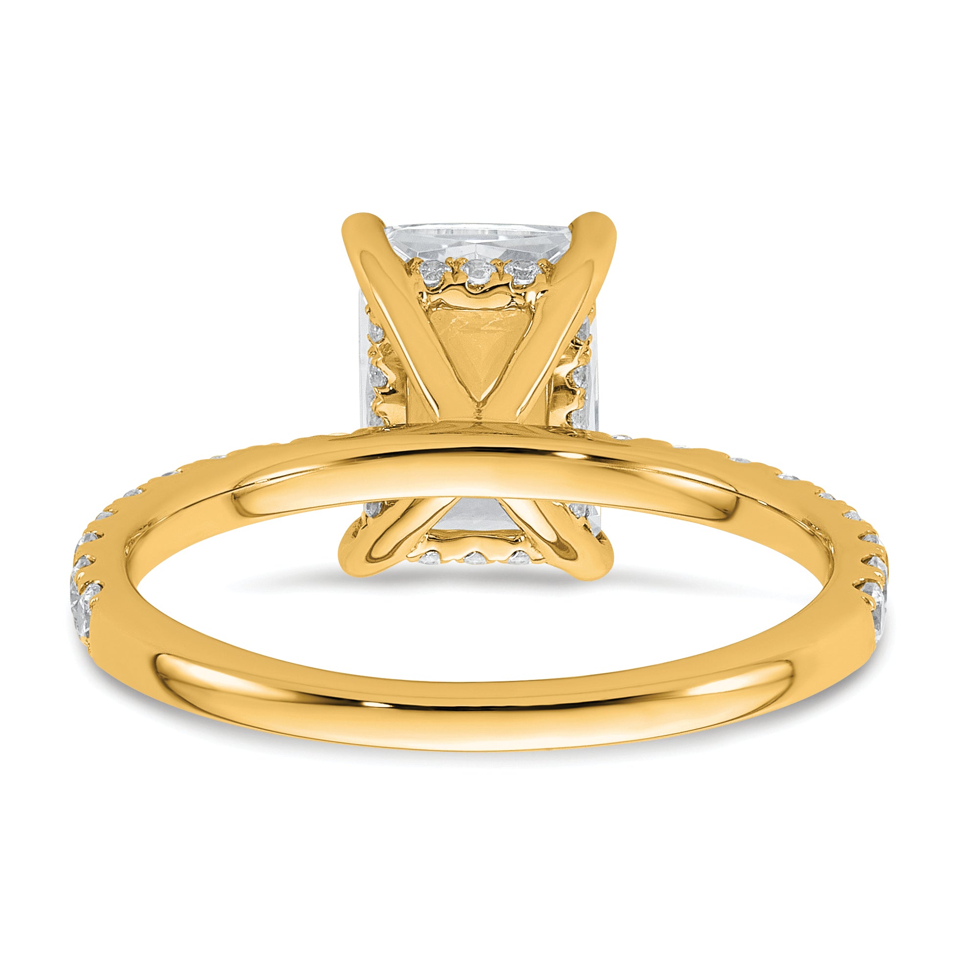 14k 2 3/8 carat Certified Lab Grown Diamond VS+ F+ Radiant Complete Solitaire with Flair Engagement Ring