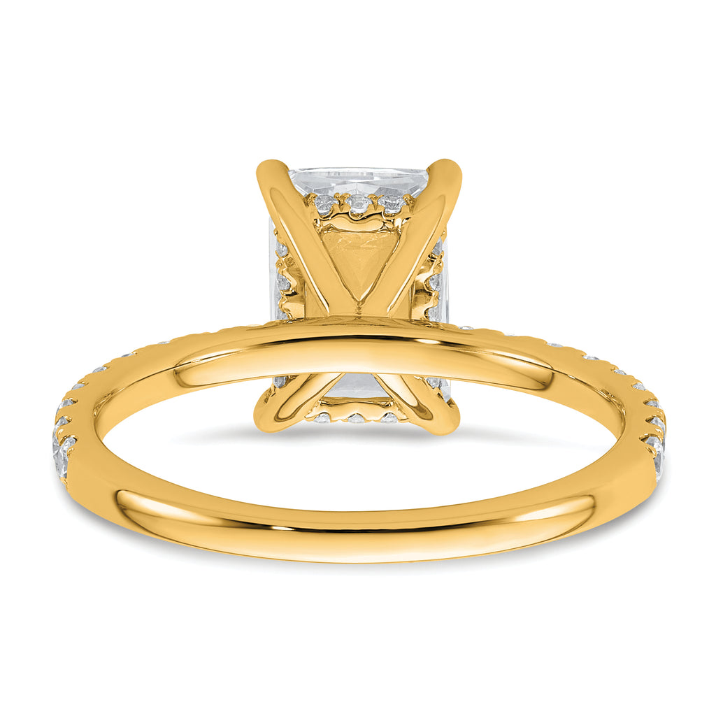 14k 2 3/8 carat Certified Lab Grown Diamond VS+ F+ Radiant Complete Solitaire with Flair Engagement Ring