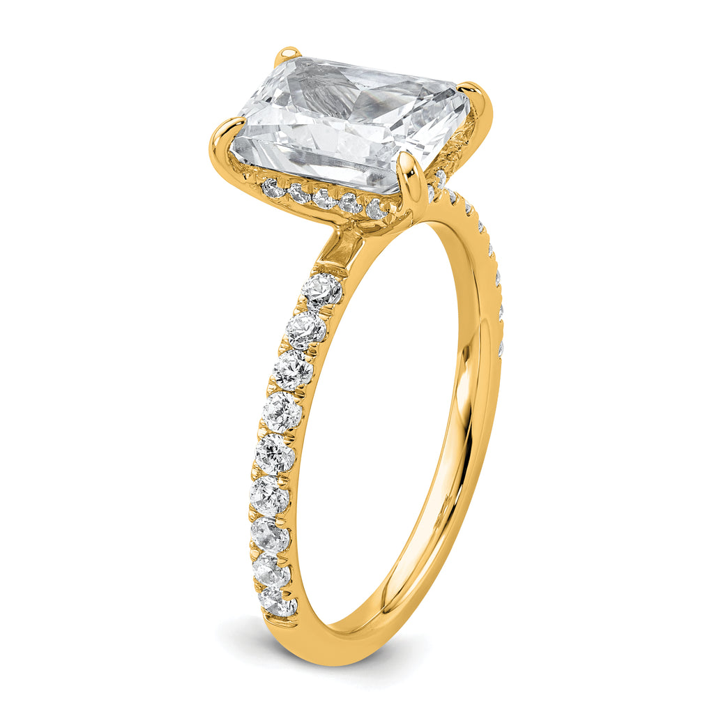 14k 2 3/8 carat Certified Lab Grown Diamond VS+ F+ Radiant Complete Solitaire with Flair Engagement Ring