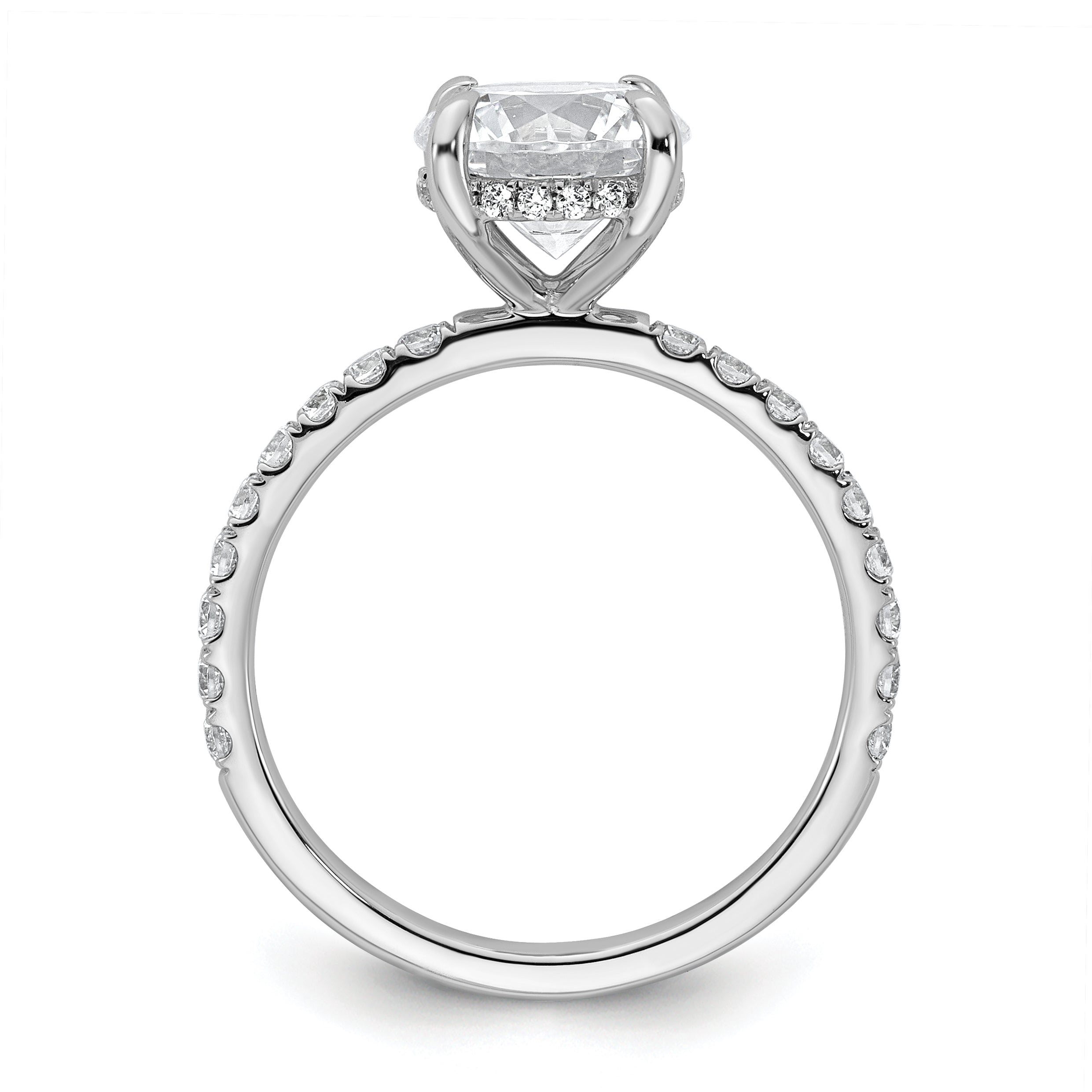 14k White Gold 2 3/8 carat Certified Lab Grown Diamond VS+ F+ Round Complete Solitaire with Flair Engagement Ring