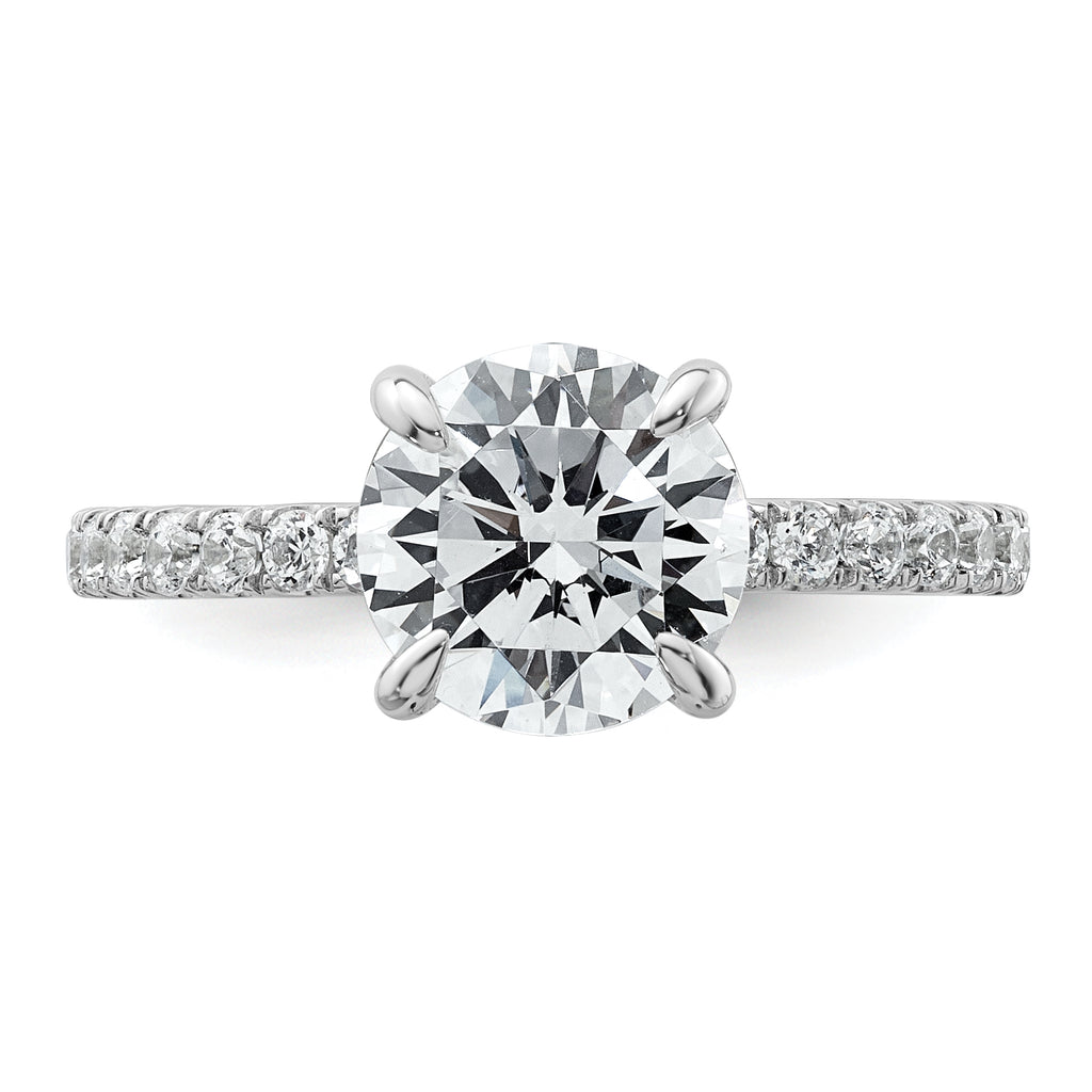 14k White Gold 2 3/8 carat Certified Lab Grown Diamond VS+ F+ Round Complete Solitaire with Flair Engagement Ring