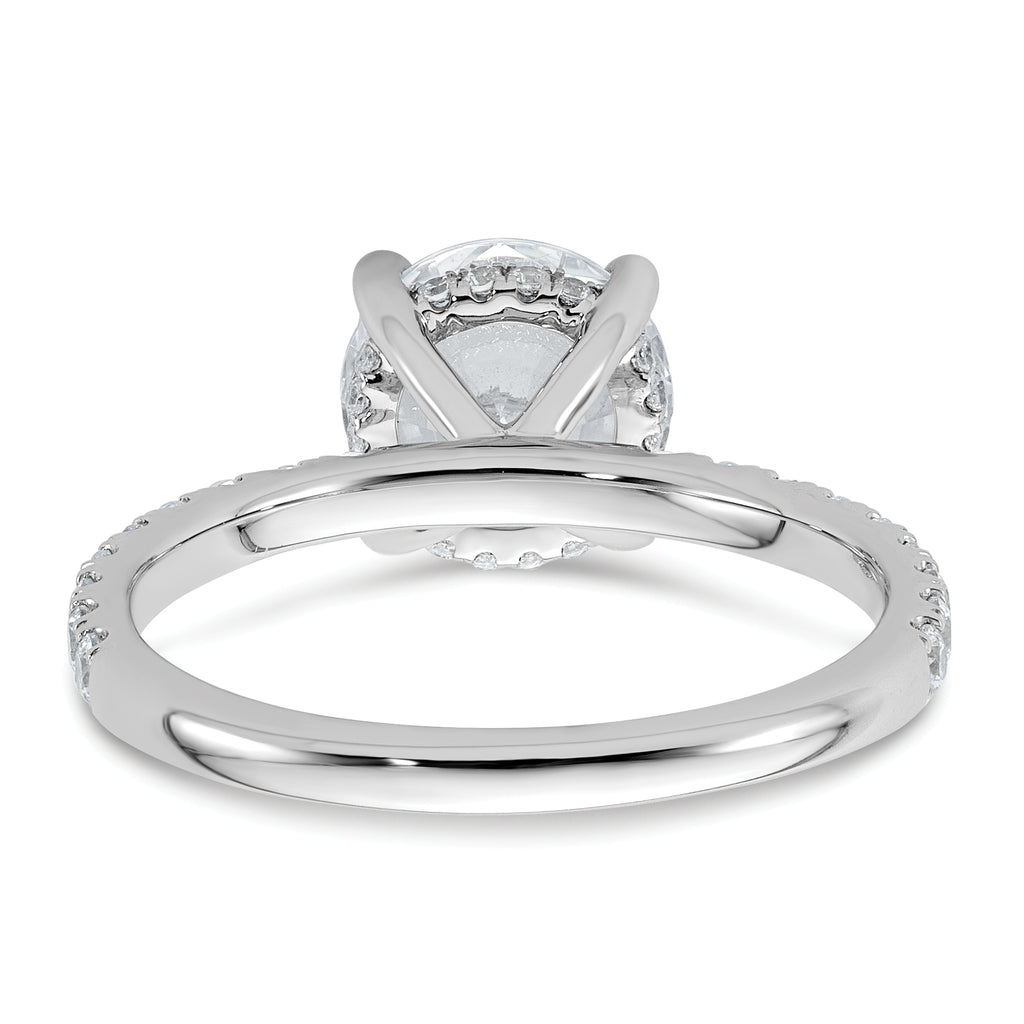 14k White Gold 2 3/8 carat Certified Lab Grown Diamond VS+ F+ Round Complete Solitaire with Flair Engagement Ring