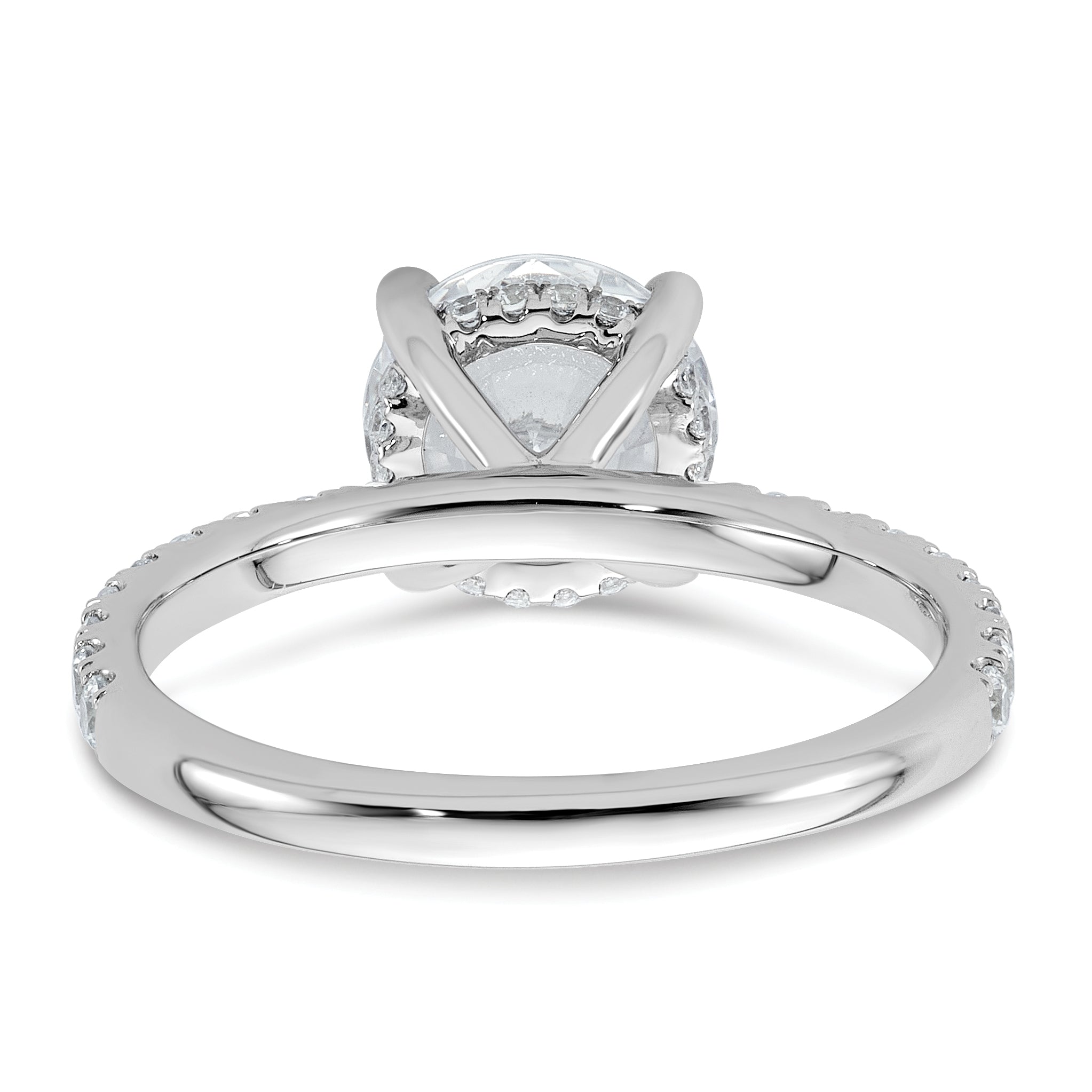 14k White Gold 2 3/8 carat Certified Lab Grown Diamond VS+ F+ Round Complete Solitaire with Flair Engagement Ring