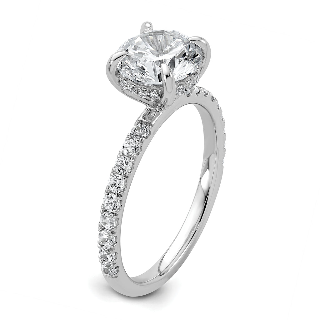 14k White Gold 2 3/8 carat Certified Lab Grown Diamond VS+ F+ Round Complete Solitaire with Flair Engagement Ring