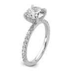 14k White Gold 2 3/8 carat Certified Lab Grown Diamond VS+ F+ Round Complete Solitaire with Flair Engagement Ring