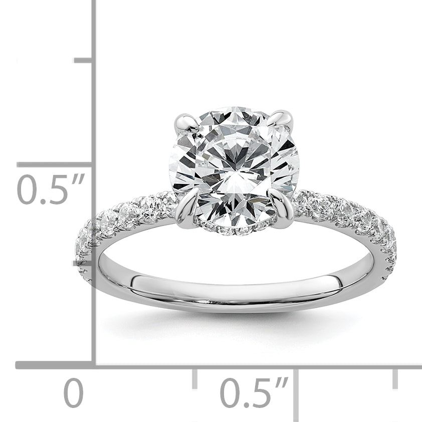 14k White Gold 2 3/8 carat Certified Lab Grown Diamond VS+ F+ Round Complete Solitaire with Flair Engagement Ring