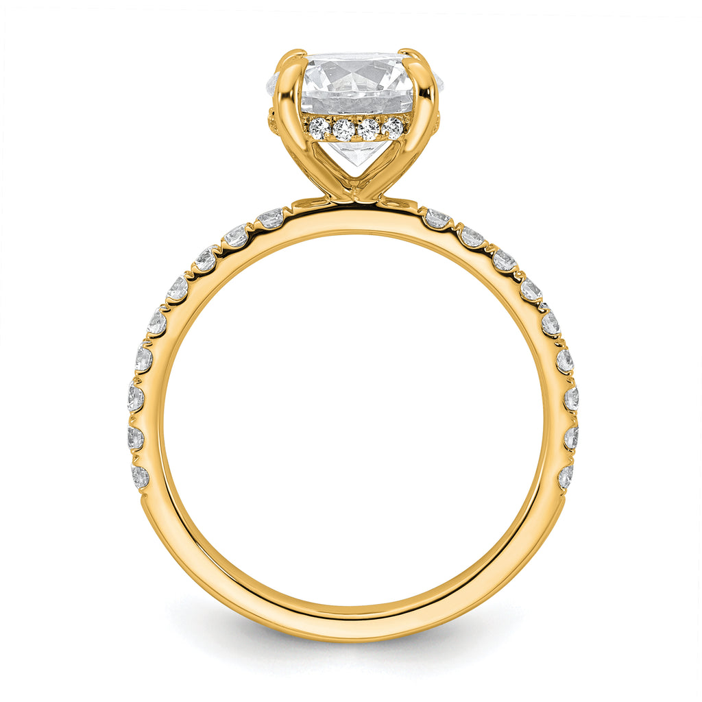 14k 2 3/8 carat Certified Lab Grown Diamond VS+ F+ Round Complete Solitaire with Flair Engagement Ring