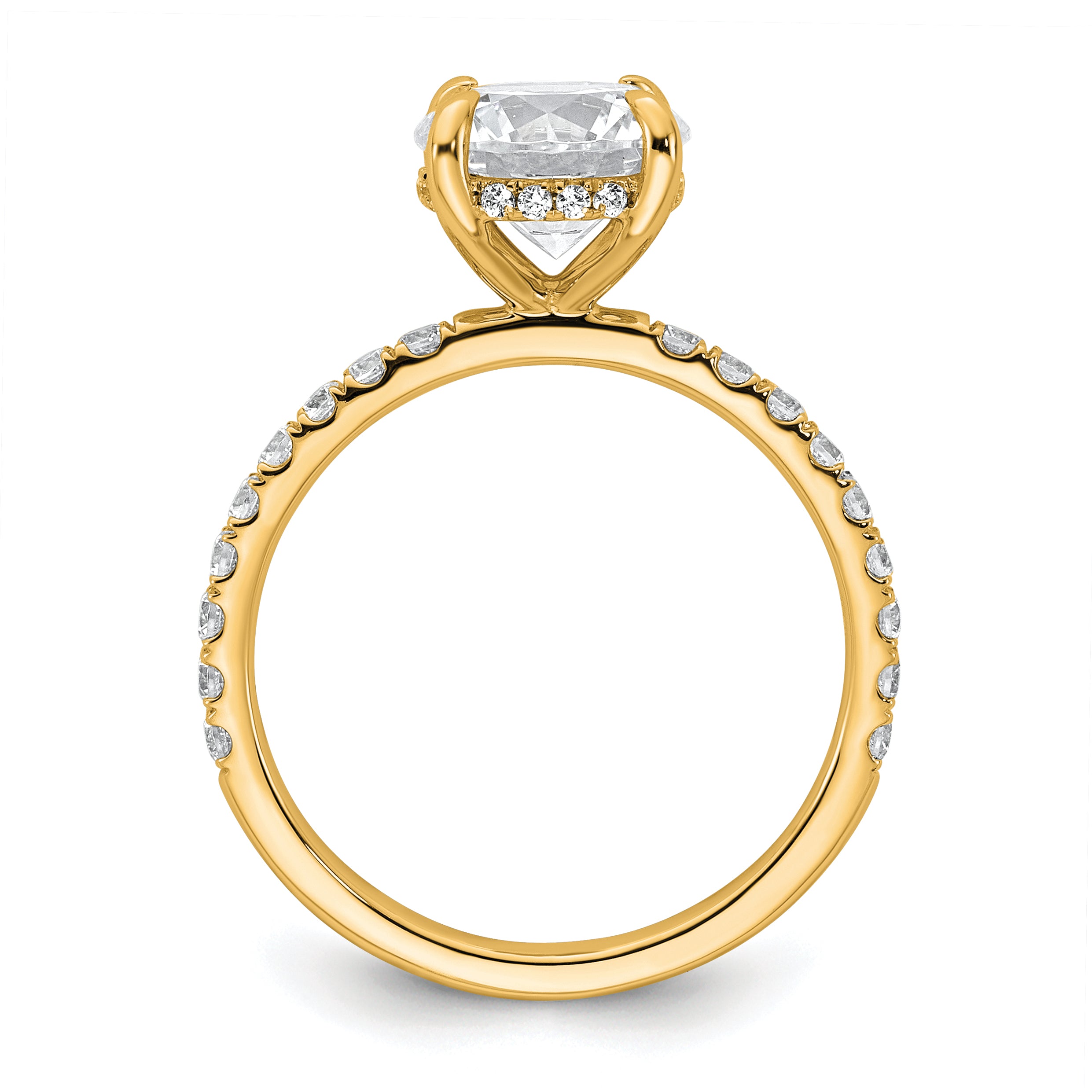 14k 2 3/8 carat Certified Lab Grown Diamond VS/SI+ G+ Round Complete Solitaire with Flair Engagement Ring