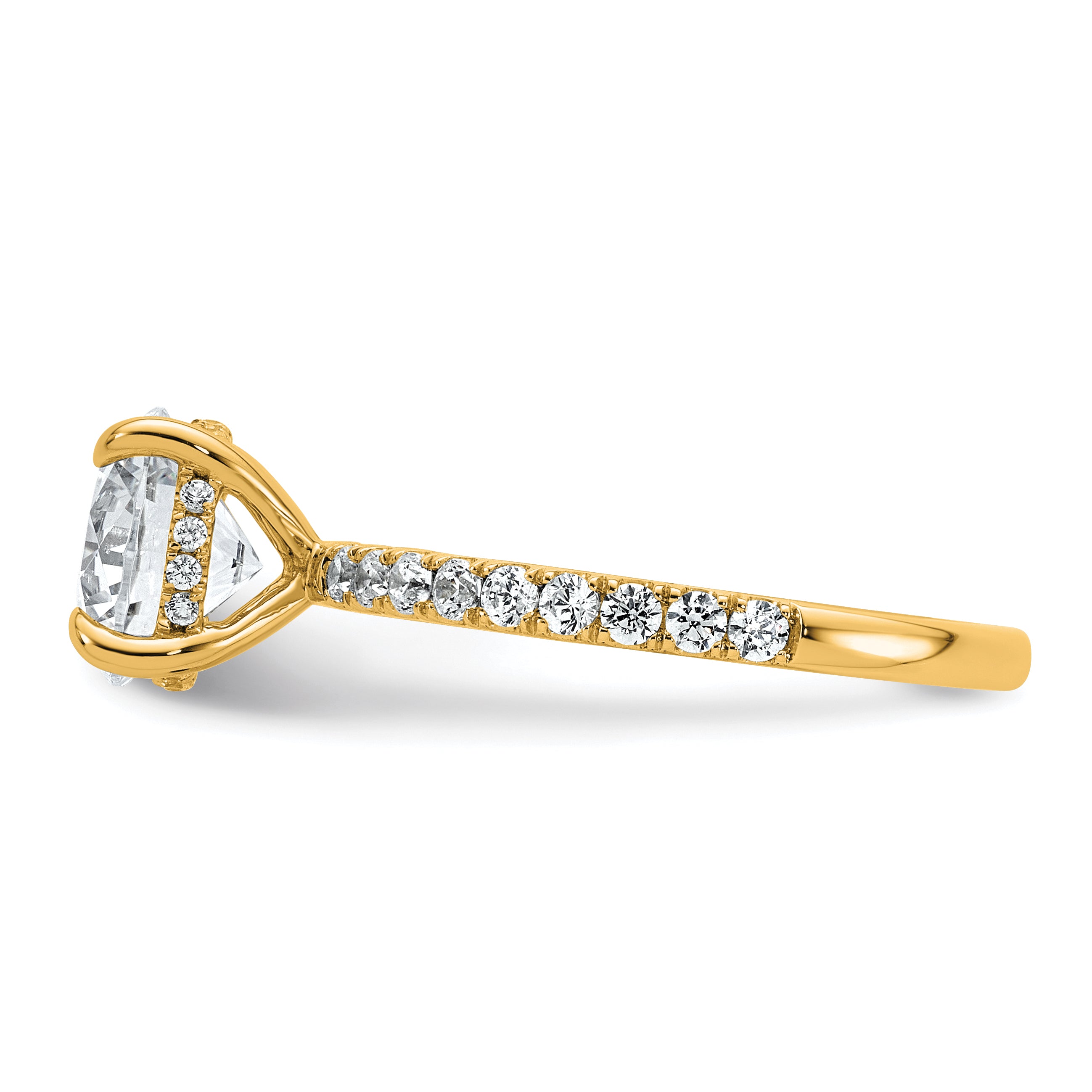 14k 2 3/8 carat Certified Lab Grown Diamond VS+ F+ Round Complete Solitaire with Flair Engagement Ring