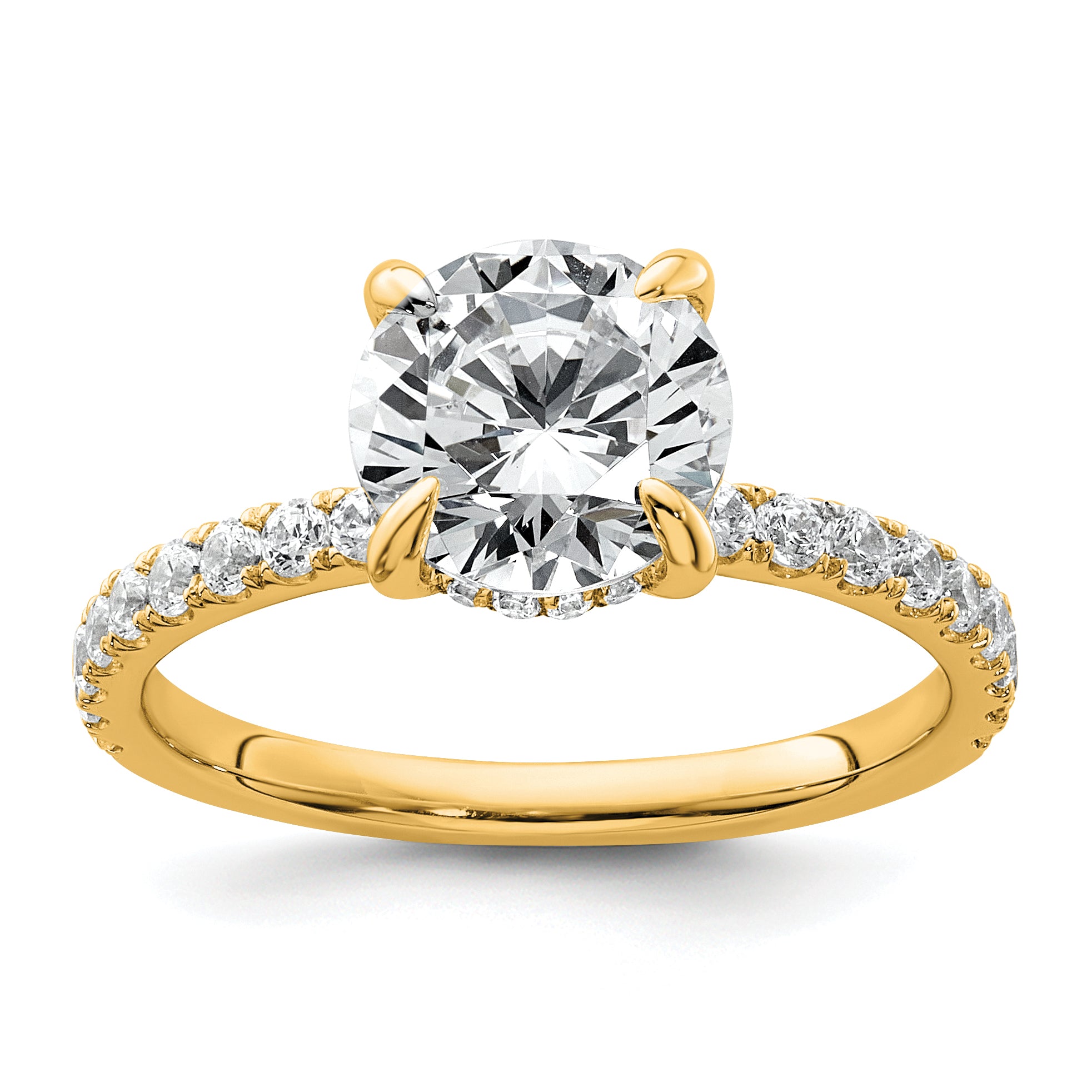 14k 2 3/8 carat Certified Lab Grown Diamond VS+ F+ Round Complete Solitaire with Flair Engagement Ring Main image