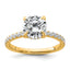 14k 2 3/8 carat Certified Lab Grown Diamond VS/SI+ G+ Round Complete Solitaire with Flair Engagement Ring
