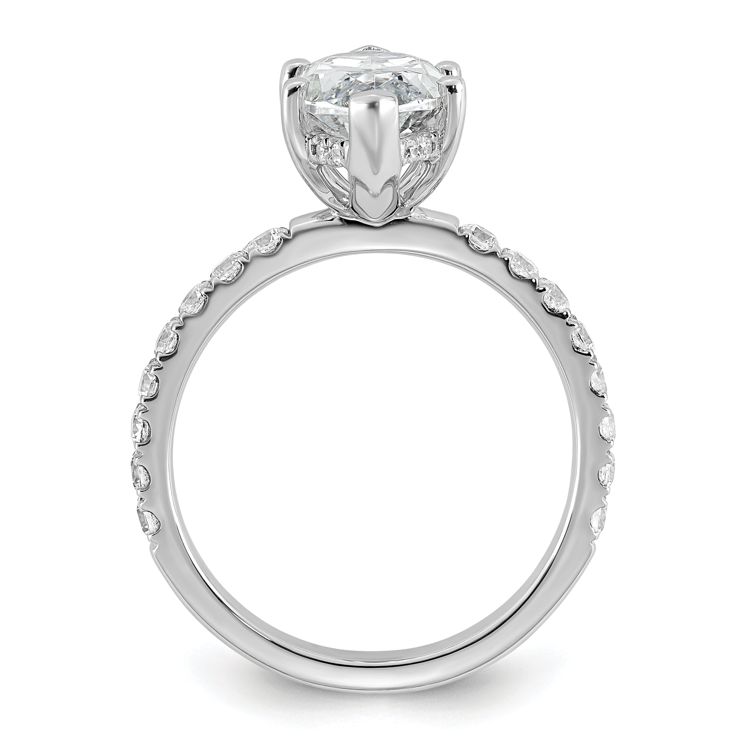 14k White Gold 3 1/2 carat Certified Lab Grown Diamond VS/SI+ G+ Marquise Complete Solitaire with Flair Engagement Ring