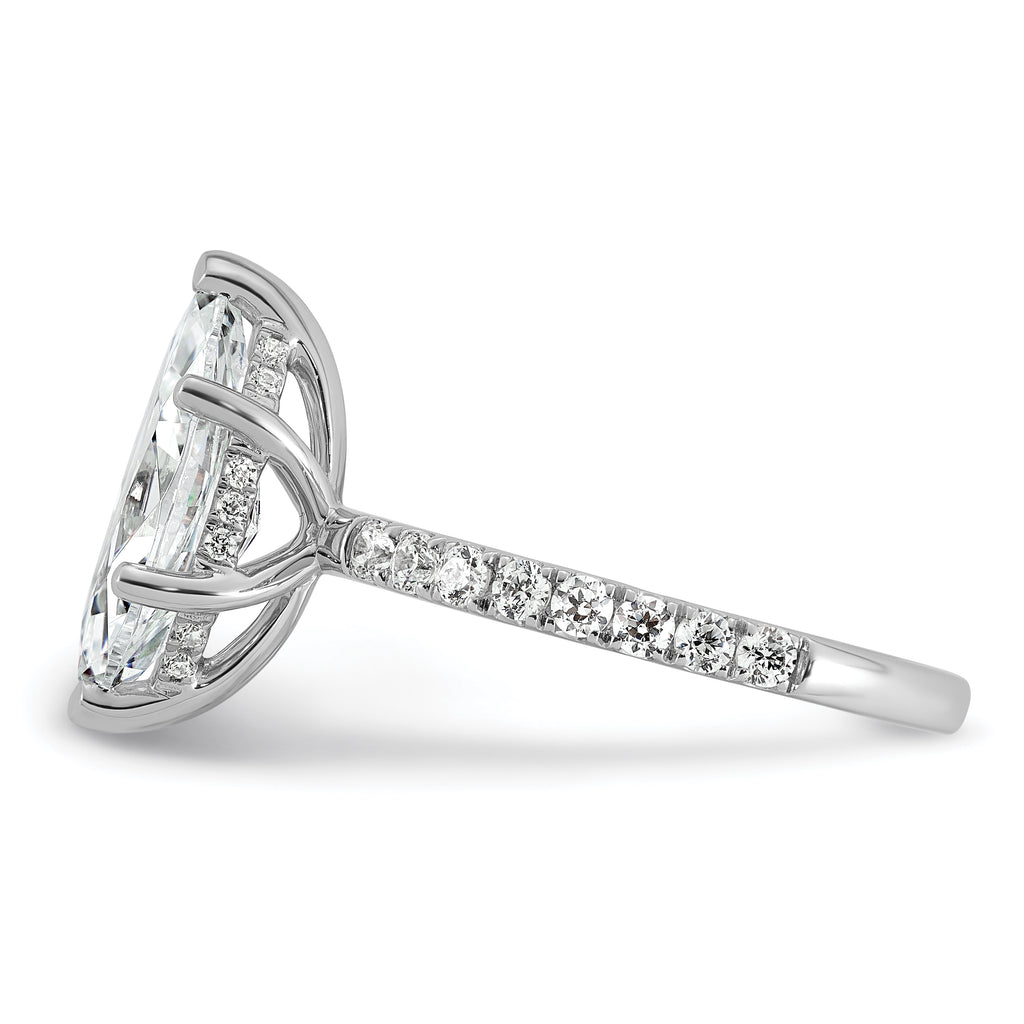 14k White Gold 3 1/2 carat Certified Lab Grown Diamond VS+ F+ Marquise Complete Solitaire with Flair Engagement Ring
