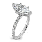 14k White Gold 3 1/2 carat Certified Lab Grown Diamond VS+ F+ Marquise Complete Solitaire with Flair Engagement Ring