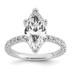 14k White Gold 3 1/2 carat Certified Lab Grown Diamond VS/SI+ G+ Marquise Complete Solitaire with Flair Engagement Ring