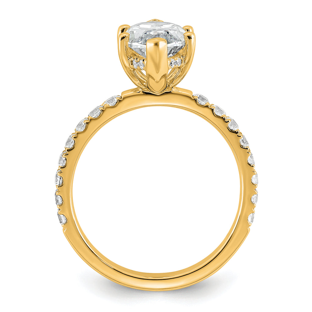 14k 3 1/2 carat Certified Lab Grown Diamond VS/SI+ G+ Marquise Complete Solitaire with Flair Engagement Ring