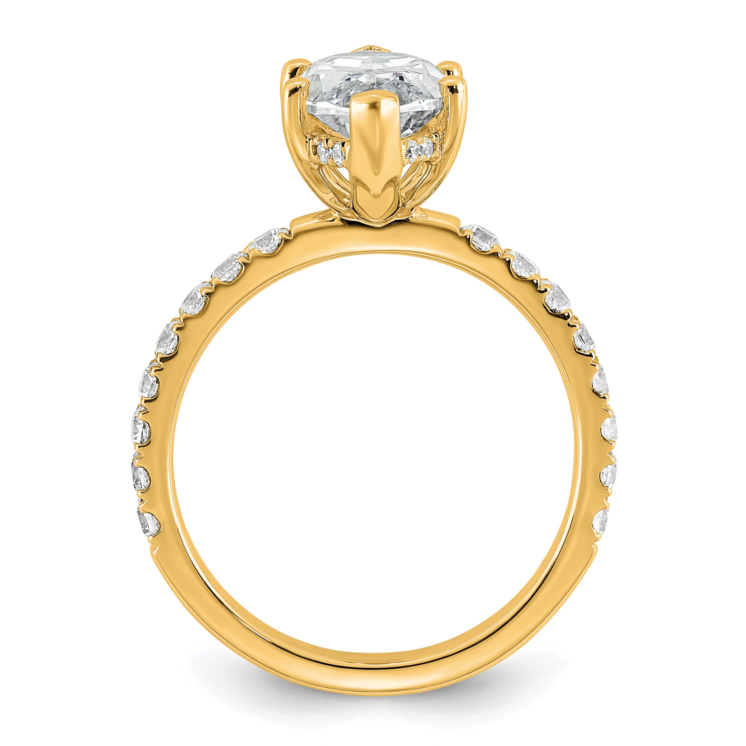 14k 3 1/2 carat Certified Lab Grown Diamond VS/SI+ G+ Marquise Complete Solitaire with Flair Engagement Ring