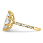 14k 3 1/2 carat Certified Lab Grown Diamond VS/SI+ G+ Marquise Complete Solitaire with Flair Engagement Ring