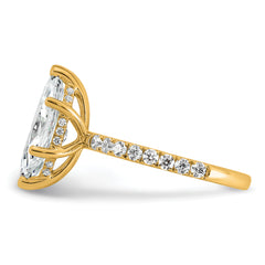 14k 3 1/2 carat Certified Lab Grown Diamond VS/SI+ G+ Marquise Complete Solitaire with Flair Engagement Ring