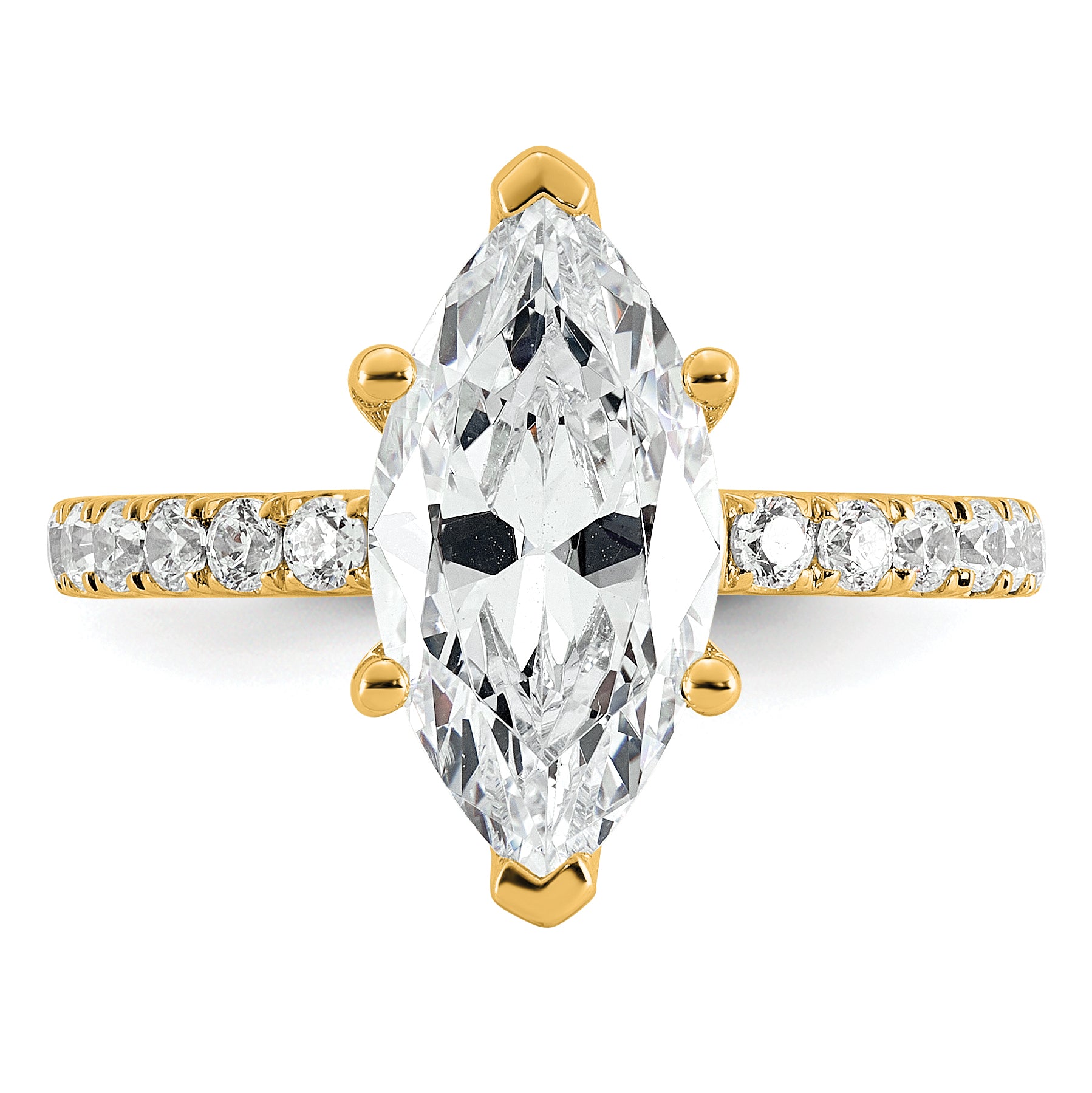 14k 3 1/2 carat Certified Lab Grown Diamond VS+ F+ Marquise Complete Solitaire with Flair Engagement Ring