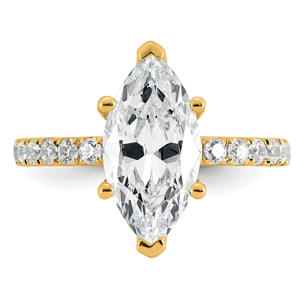 14k 3 1/2 carat Certified Lab Grown Diamond VS/SI+ G+ Marquise Complete Solitaire with Flair Engagement Ring