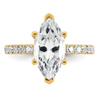 14k 3 1/2 carat Certified Lab Grown Diamond VS/SI+ G+ Marquise Complete Solitaire with Flair Engagement Ring
