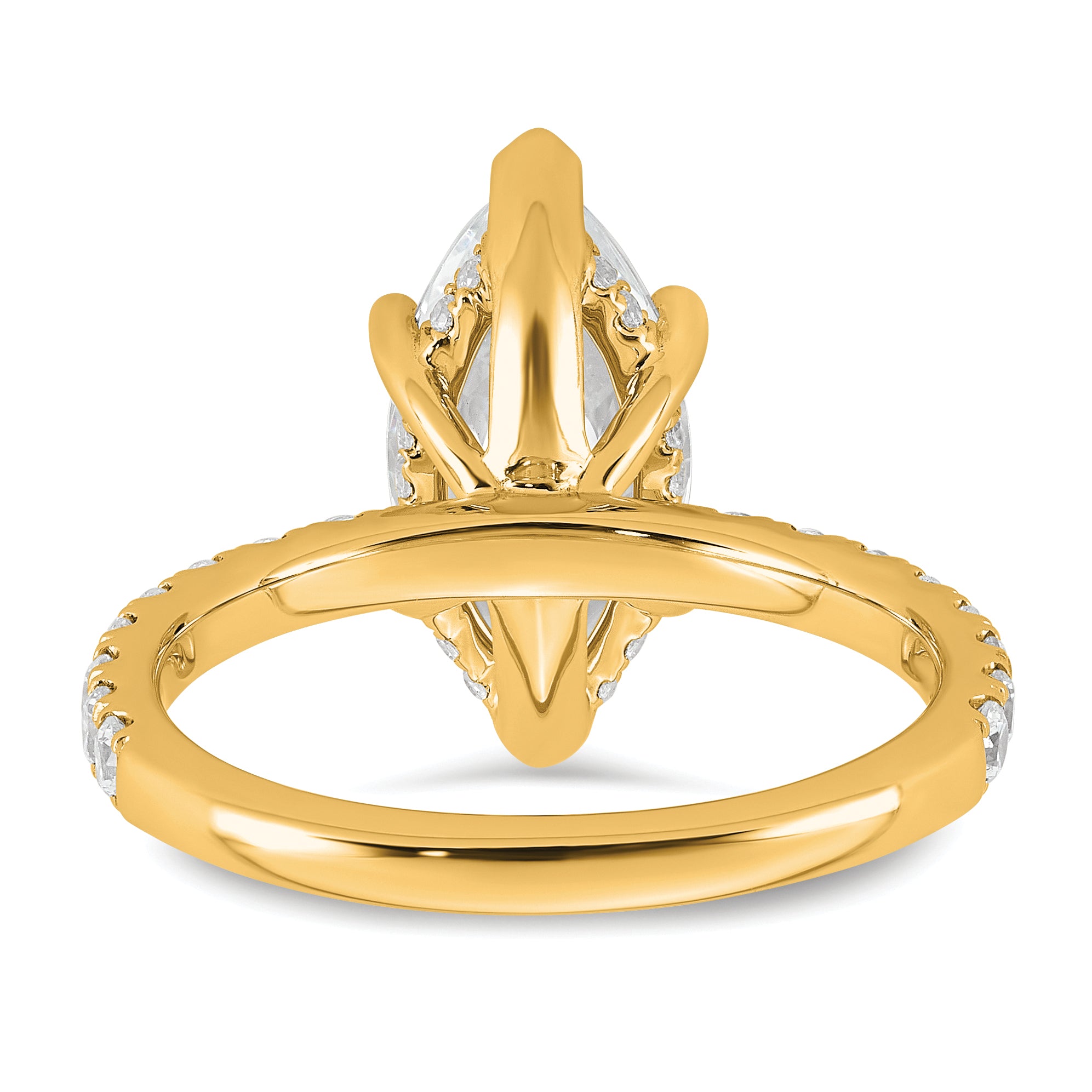 14k 3 1/2 carat Certified Lab Grown Diamond VS+ F+ Marquise Complete Solitaire with Flair Engagement Ring