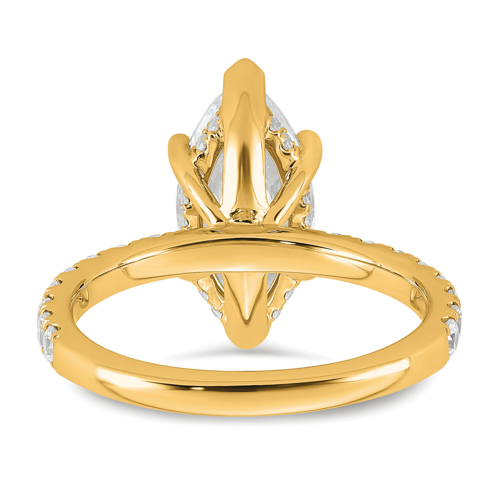 14k 3 1/2 carat Certified Lab Grown Diamond VS/SI+ G+ Marquise Complete Solitaire with Flair Engagement Ring
