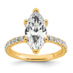 14k 3 1/2 carat Certified Lab Grown Diamond VS/SI+ G+ Marquise Complete Solitaire with Flair Engagement Ring