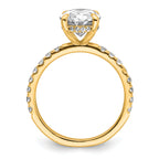 14k 3 1/2 carat Certified Lab Grown Diamond VS+ F+ Oval Complete Solitaire with Flair Engagement Ring