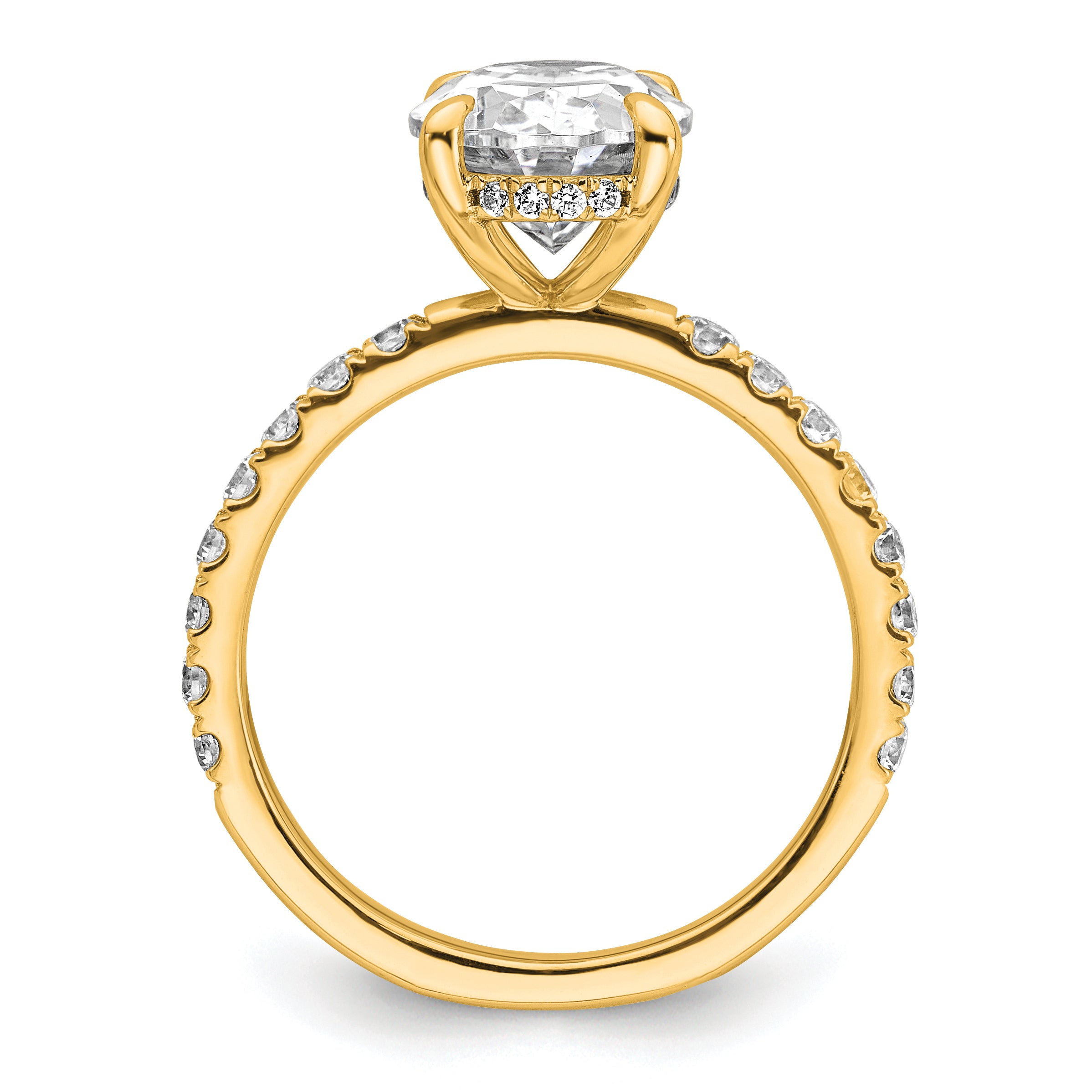 14k 3 1/2 carat Certified Lab Grown Diamond VS+ F+ Oval Complete Solitaire with Flair Engagement Ring