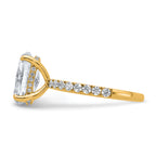 14k 3 1/2 carat Certified Lab Grown Diamond VS+ F+ Oval Complete Solitaire with Flair Engagement Ring