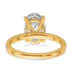14k 3 1/2 carat Certified Lab Grown Diamond VS+ F+ Oval Complete Solitaire with Flair Engagement Ring