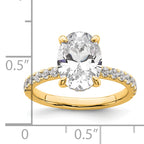 14k 3 1/2 carat Certified Lab Grown Diamond VS+ F+ Oval Complete Solitaire with Flair Engagement Ring