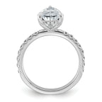 14k White Gold 3 1/2 carat Certified Lab Grown Diamond VS+ F+ Pear Complete Solitaire with Flair Engagement Ring