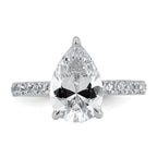 14k White Gold 3 1/2 carat Certified Lab Grown Diamond VS+ F+ Pear Complete Solitaire with Flair Engagement Ring