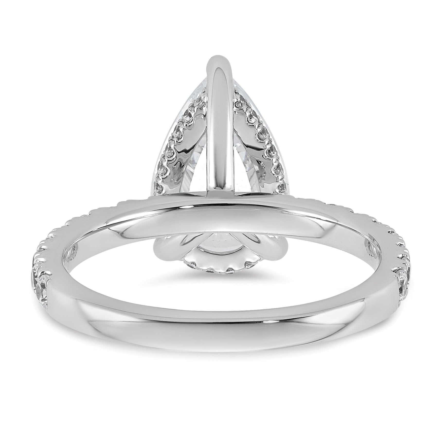 14k White Gold 3 1/2 carat Certified Lab Grown Diamond VS+ F+ Pear Complete Solitaire with Flair Engagement Ring