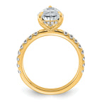14k 3 1/2 carat Certified Lab Grown Diamond VS+ F+ Pear Complete Solitaire with Flair Engagement Ring