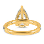 14k 3 1/2 carat Certified Lab Grown Diamond VS/SI+ G+ Pear Complete Solitaire with Flair Engagement Ring