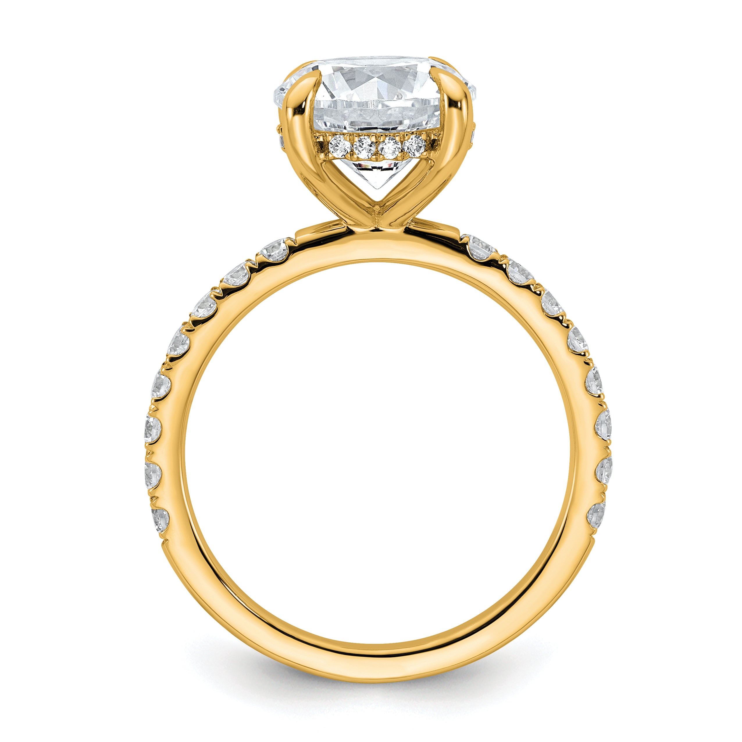 14k 3 1/2 carat Certified Lab Grown Diamond VS/SI+ G+ Round Complete Solitaire with Flair Engagement Ring Secondary image