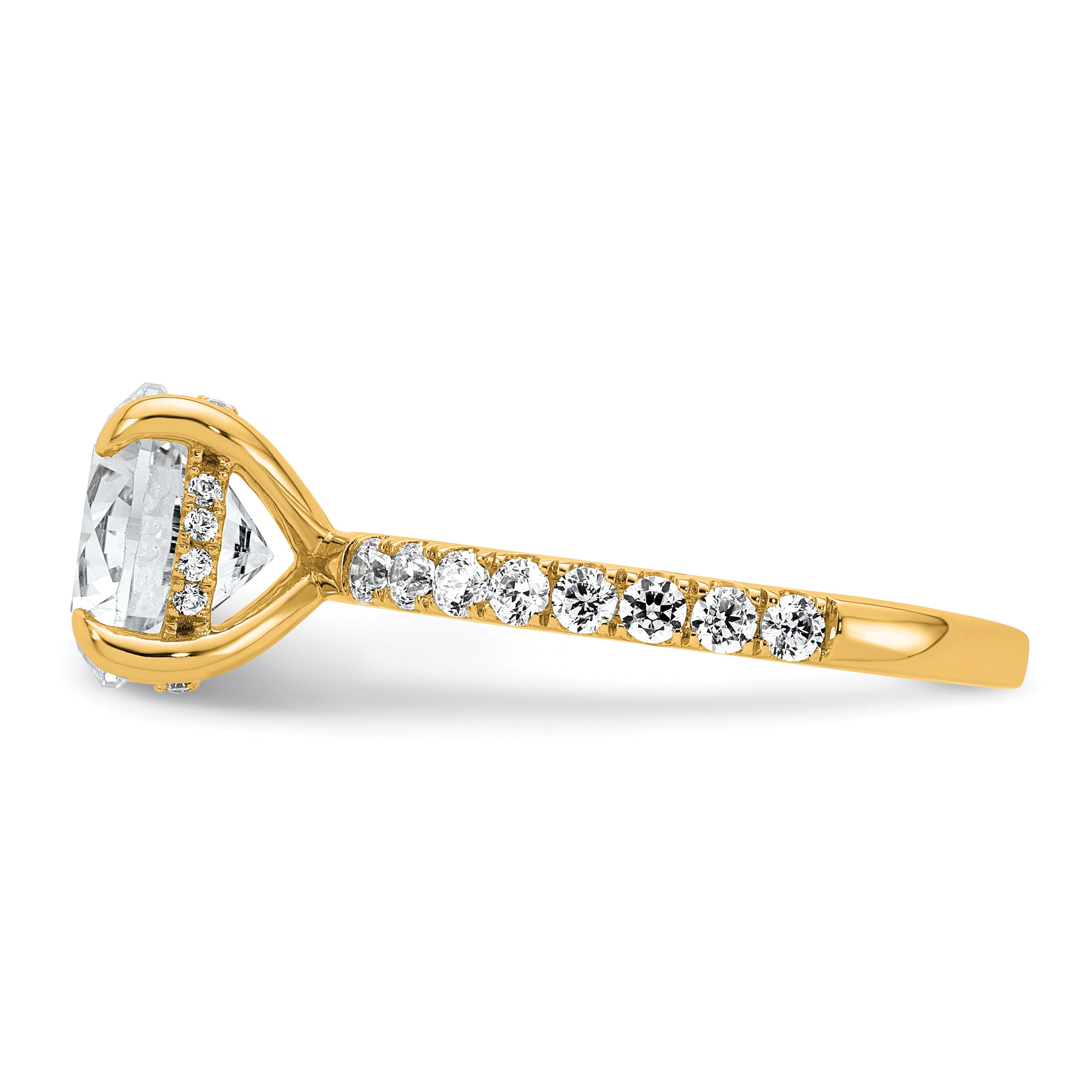 14k 3 1/2 carat Certified Lab Grown Diamond VS/SI+ G+ Round Complete Solitaire with Flair Engagement Ring